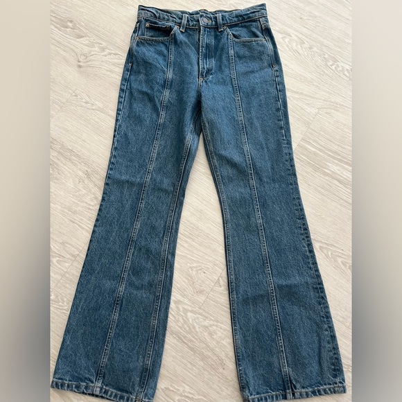 Jeans Massimo Dutti High Waist Stovepipe Seamed Front Med Wash 90s Style 29W - Picture 8 of 12